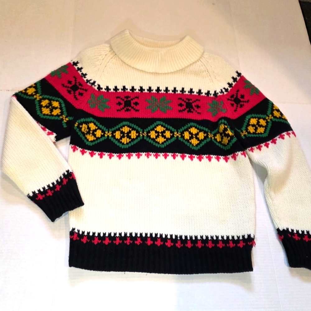 Vintage Retro Pullover Cable Knitwear Sweater 60's-70's Unisex Men Women Small